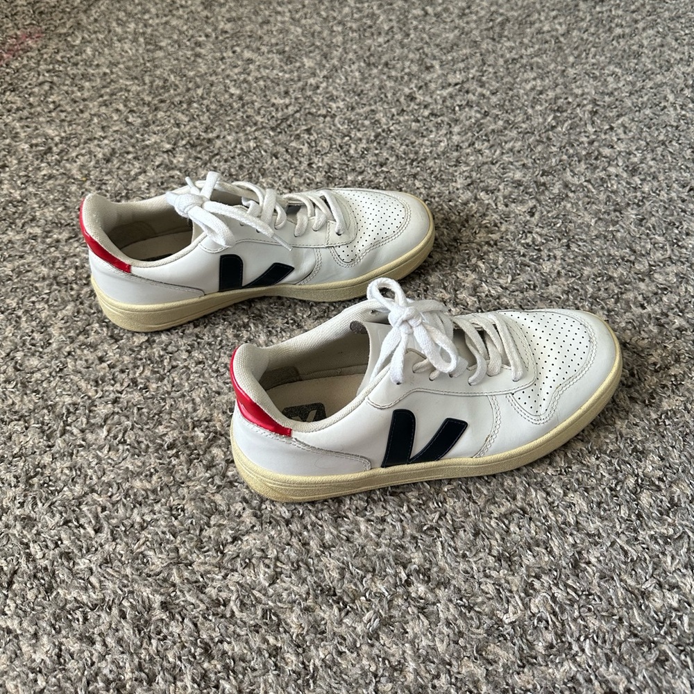 Veja White, Red and Navy Sneakers